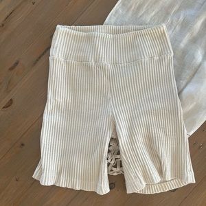 Zulu and Zephyr ivory waffle biker shorts